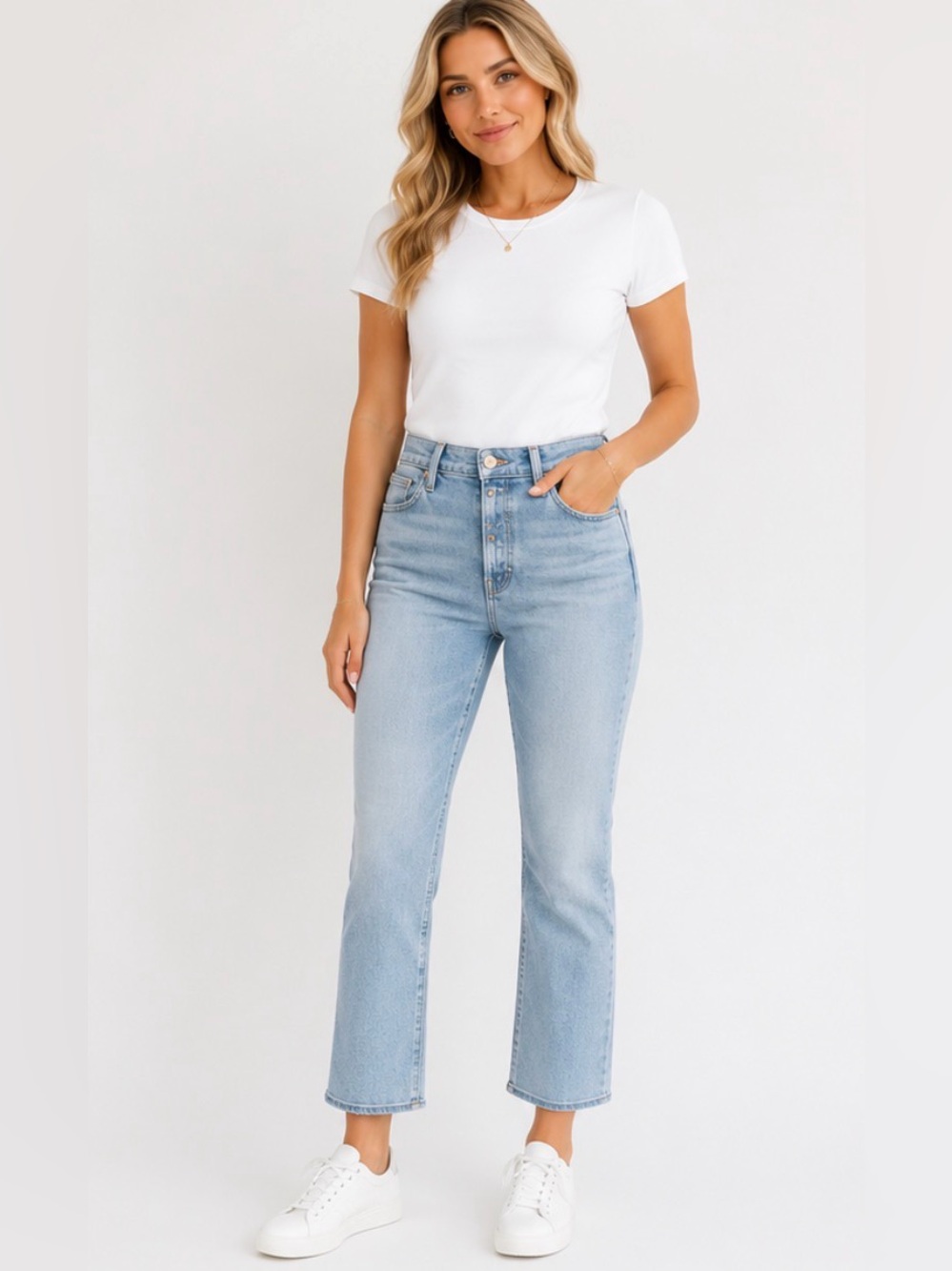 611 MOTHER Superior The Tripper Cropped Flare Jeans 27 Light Wash Button Fly